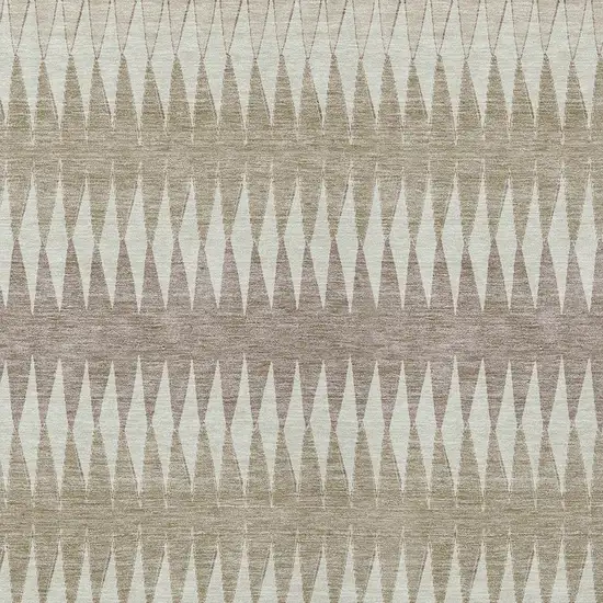 Taupe Beige And Ivory Striped Washable Indoor Outdoor Area Rug Photo 6