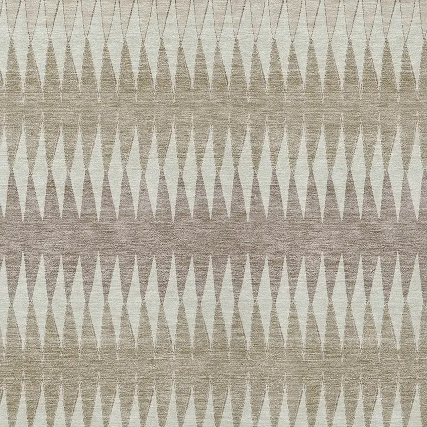 Taupe Beige And Ivory Striped Washable Indoor Outdoor Area Rug Photo 6