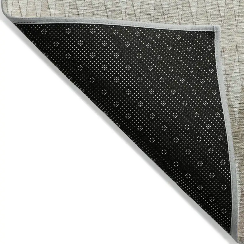 Taupe Beige And Ivory Striped Washable Indoor Outdoor Area Rug Photo 4