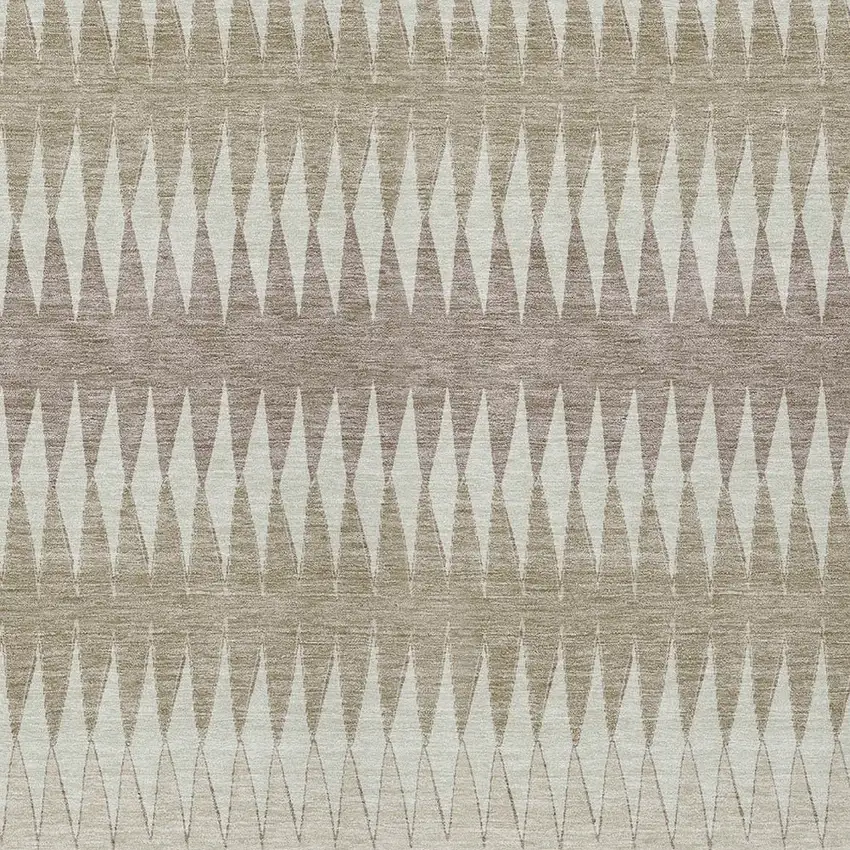 Taupe Beige And Ivory Striped Washable Indoor Outdoor Area Rug Photo 6