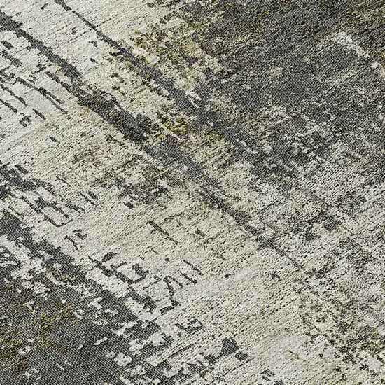 Taupe Beige And Olive Green Abstract Washable Indoor Outdoor Area Rug Photo 8
