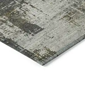Photo of Taupe Beige And Olive Green Abstract Washable Indoor Outdoor Area Rug