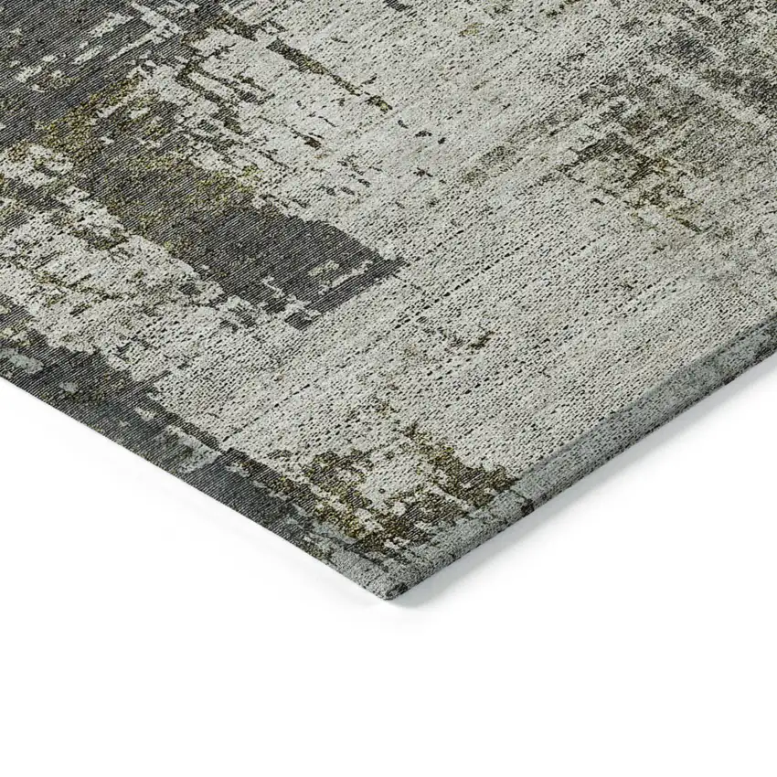 Taupe Beige And Olive Green Abstract Washable Indoor Outdoor Area Rug Photo 5