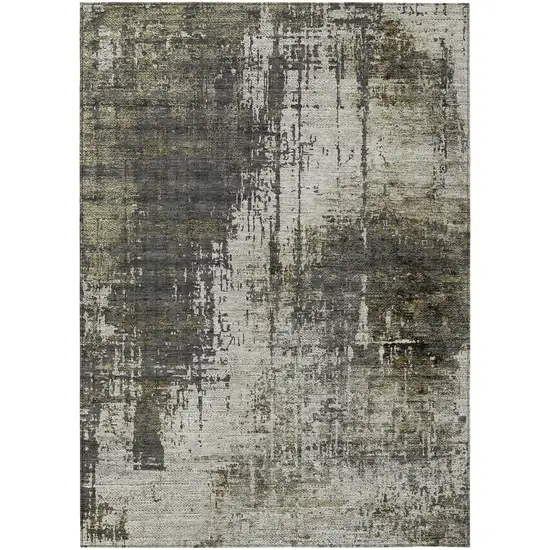 Taupe Beige And Olive Green Abstract Washable Indoor Outdoor Area Rug Photo 2