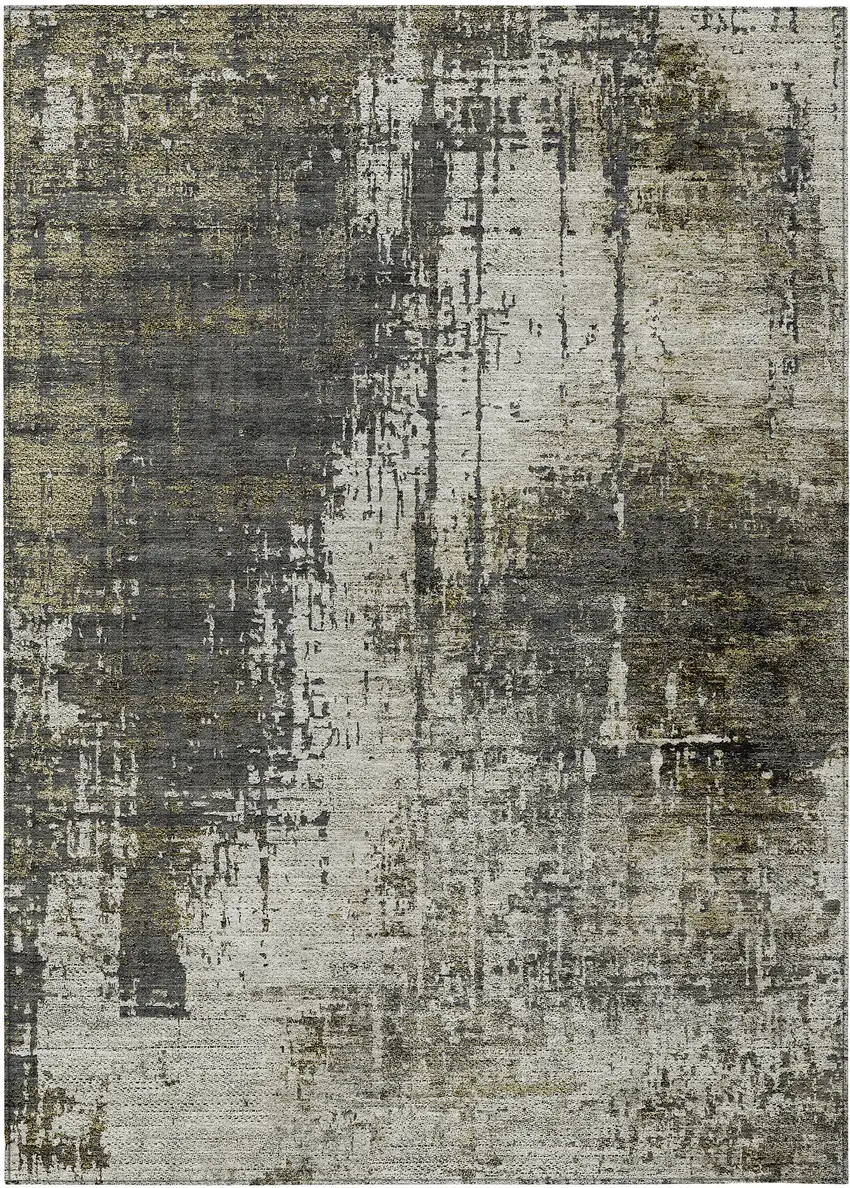 Taupe Beige And Olive Green Abstract Washable Indoor Outdoor Area Rug Photo 2