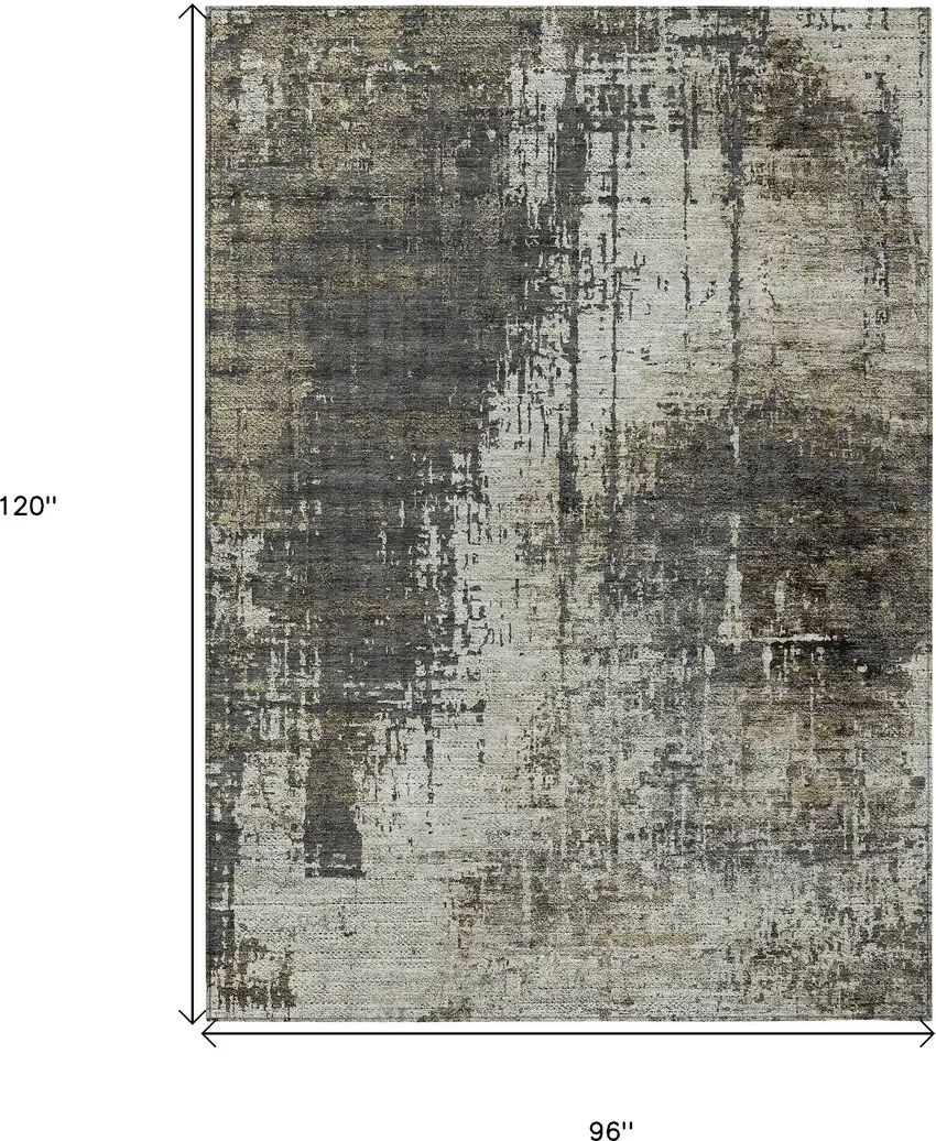 Taupe Beige And Olive Green Abstract Washable Indoor Outdoor Area Rug Photo 3