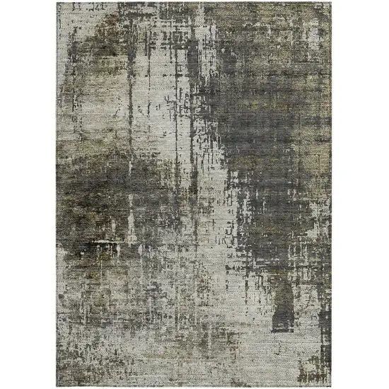 Taupe Beige And Olive Green Abstract Washable Indoor Outdoor Area Rug Photo 6
