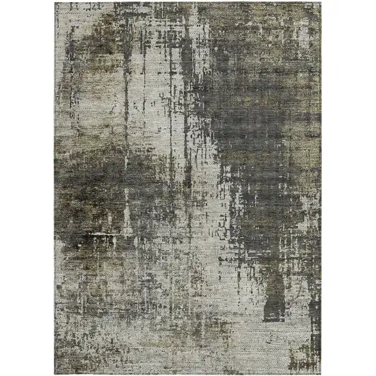 Taupe Beige And Olive Green Abstract Washable Indoor Outdoor Area Rug Photo 6