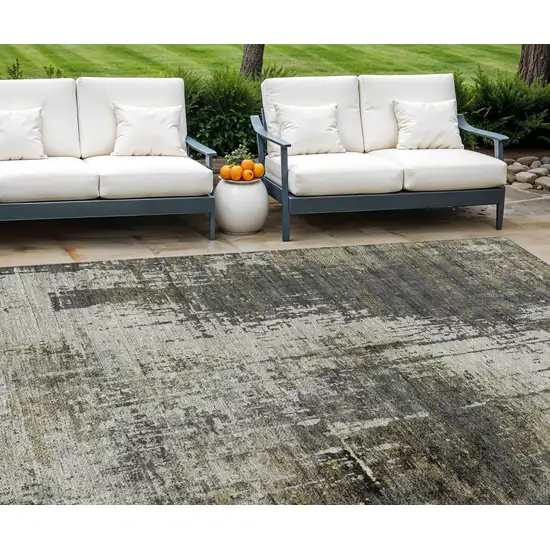 Taupe Beige And Olive Green Abstract Washable Indoor Outdoor Area Rug Photo 1