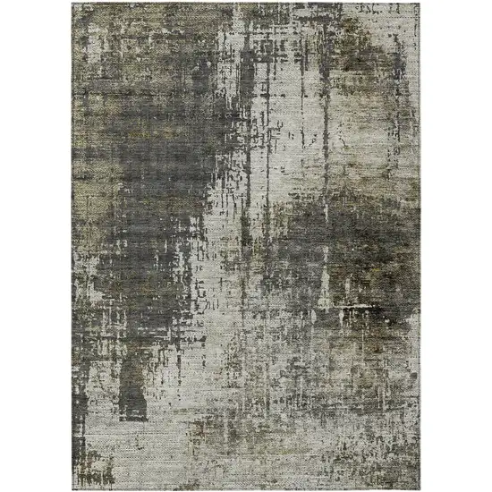 Taupe Beige And Olive Green Abstract Washable Indoor Outdoor Area Rug Photo 2