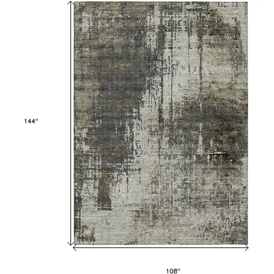 Taupe Beige And Olive Green Abstract Washable Indoor Outdoor Area Rug Photo 3