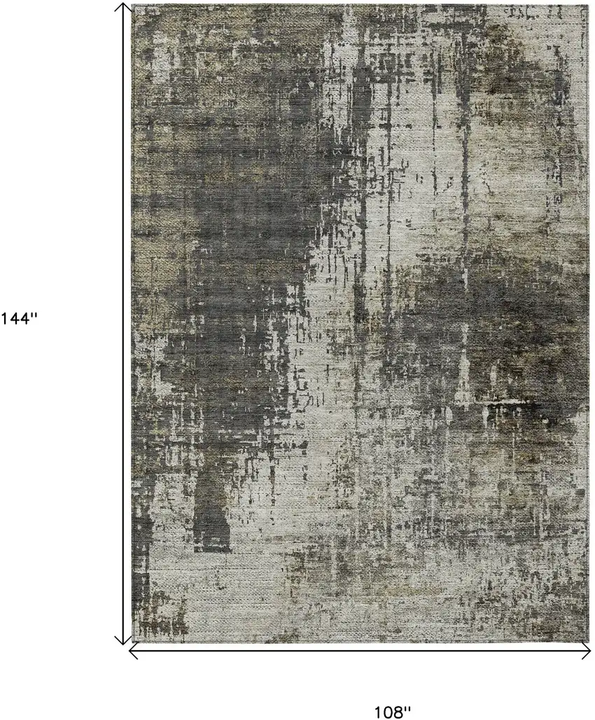 Taupe Beige And Olive Green Abstract Washable Indoor Outdoor Area Rug Photo 3