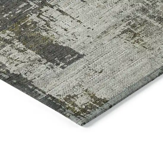 Taupe Beige And Olive Green Abstract Washable Indoor Outdoor Area Rug Photo 5