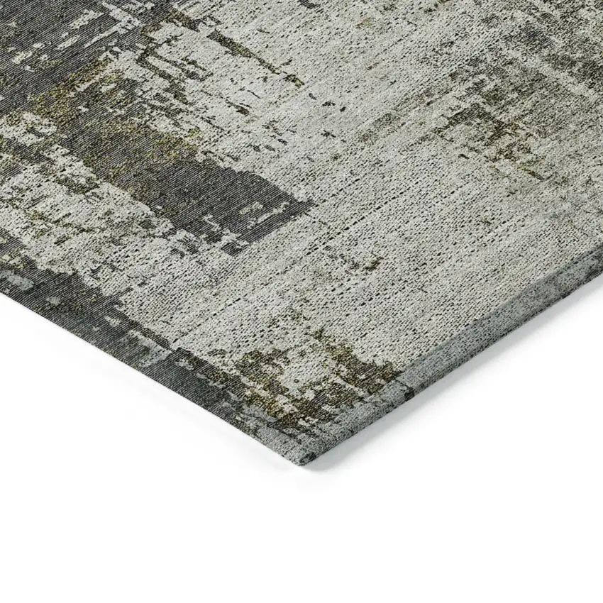 Taupe Beige And Olive Green Abstract Washable Indoor Outdoor Area Rug Photo 5
