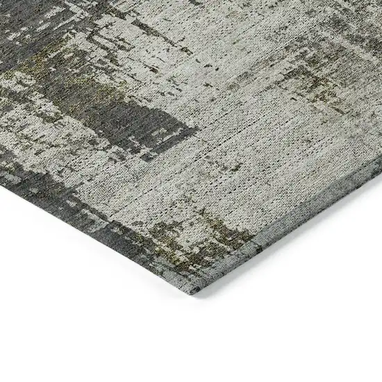Taupe Beige And Olive Green Abstract Washable Indoor Outdoor Area Rug Photo 5