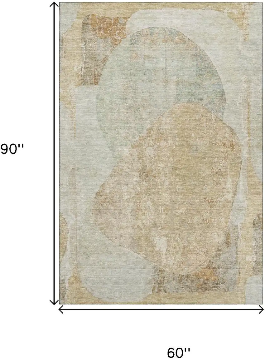 Taupe Beige And Rust Abstract Washable Area Rug With UV Protection Photo 7