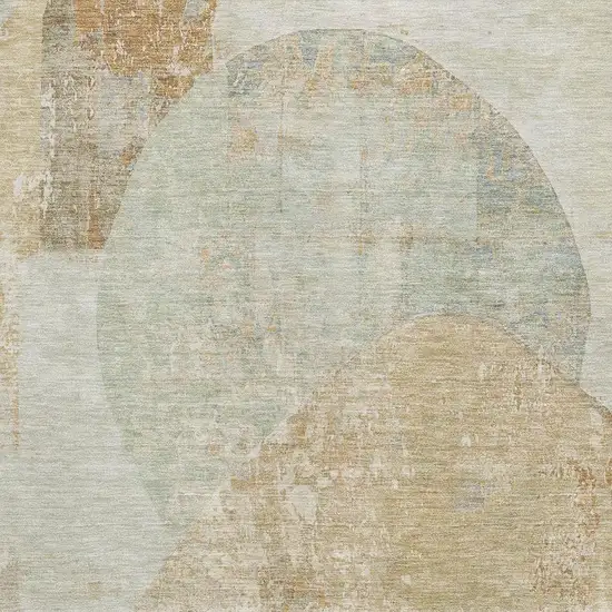 Taupe Beige And Rust Abstract Washable Area Rug With UV Protection Photo 2