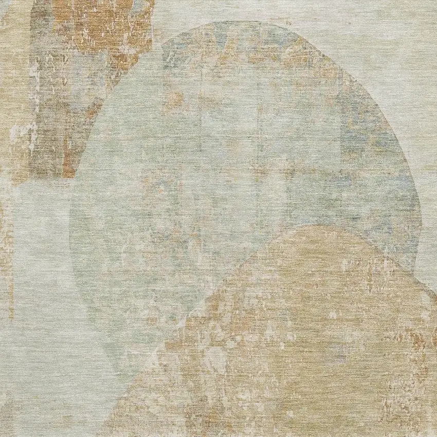 Taupe Beige And Rust Abstract Washable Area Rug With UV Protection Photo 2