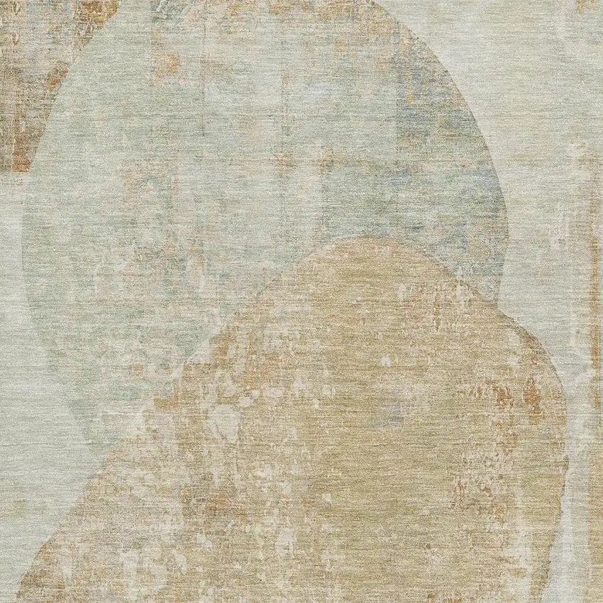 Taupe Beige And Rust Abstract Washable Area Rug With UV Protection Photo 2