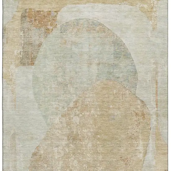 Taupe Beige And Rust Abstract Washable Area Rug With UV Protection Photo 3