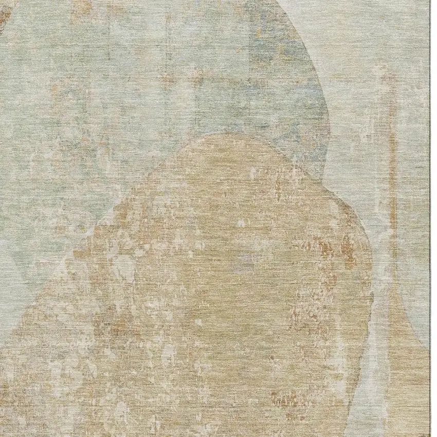 Taupe Beige And Rust Abstract Washable Area Rug With UV Protection Photo 2