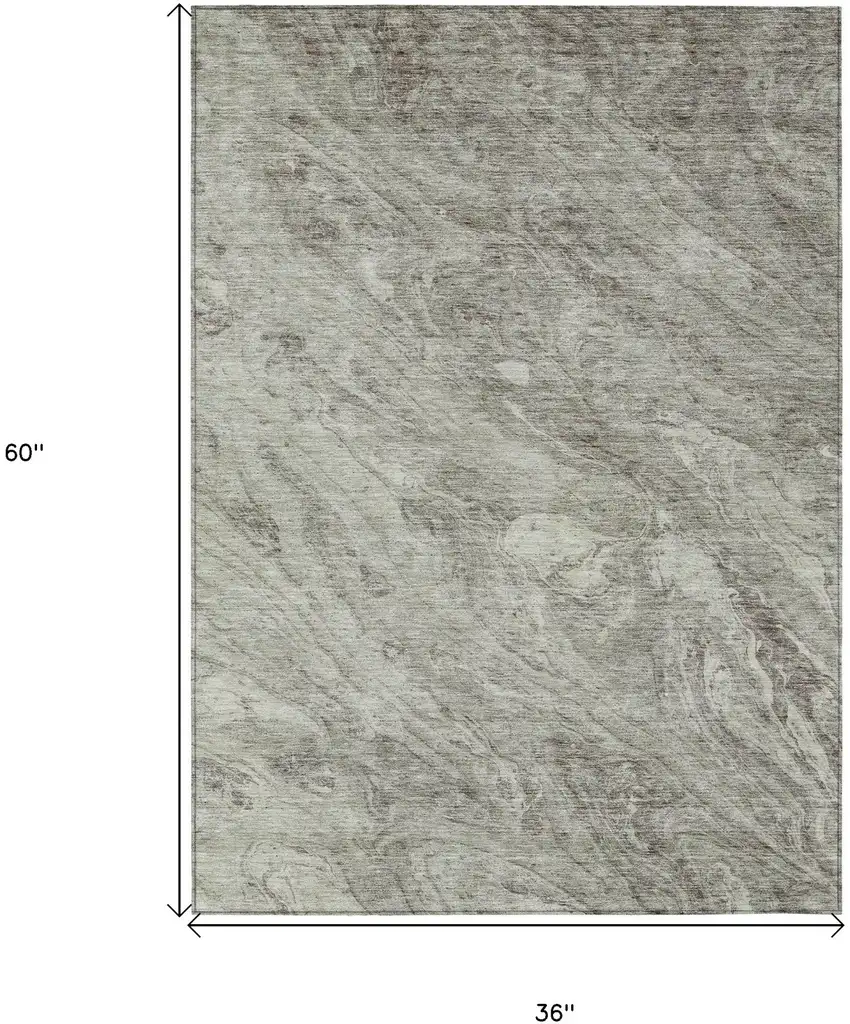 Taupe Beige And Tan Abstract Washable Indoor Outdoor Area Rug Photo 3