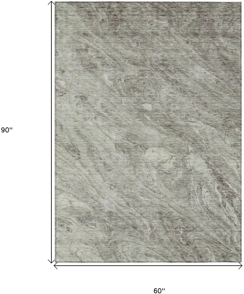 Taupe Beige And Tan Abstract Washable Indoor Outdoor Area Rug Photo 3