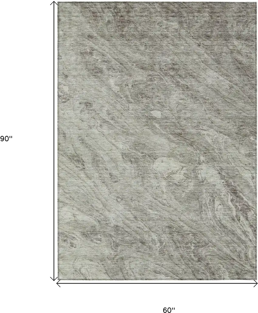Taupe Beige And Tan Abstract Washable Indoor Outdoor Area Rug Photo 3