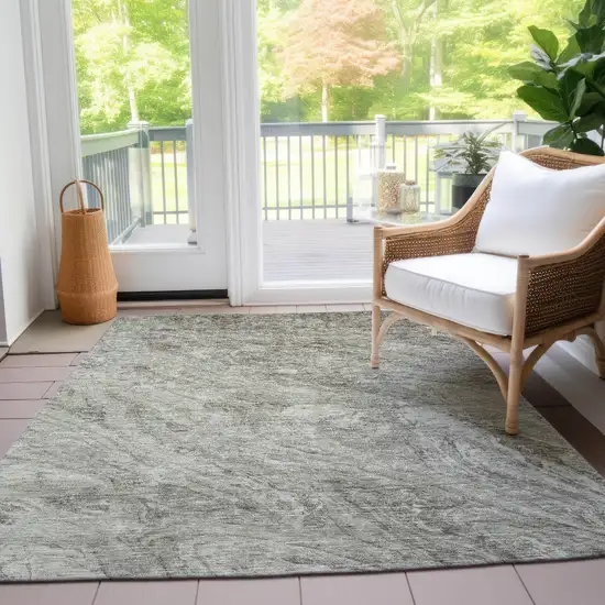 Taupe Beige And Tan Abstract Washable Indoor Outdoor Area Rug Photo 8