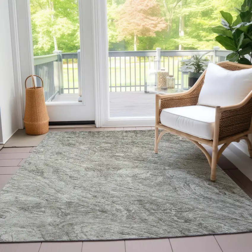 Taupe Beige And Tan Abstract Washable Indoor Outdoor Area Rug Photo 8