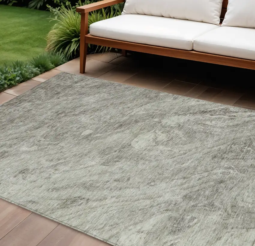 Taupe Beige And Tan Abstract Washable Indoor Outdoor Area Rug Photo 1