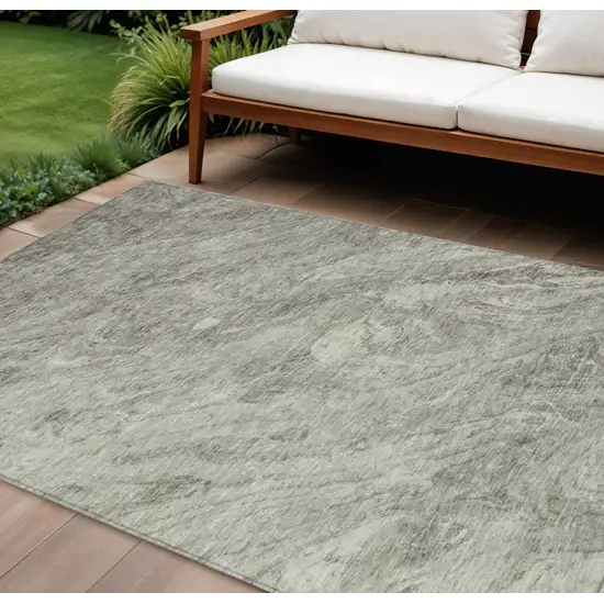 Taupe Beige And Tan Abstract Washable Indoor Outdoor Area Rug Photo 1