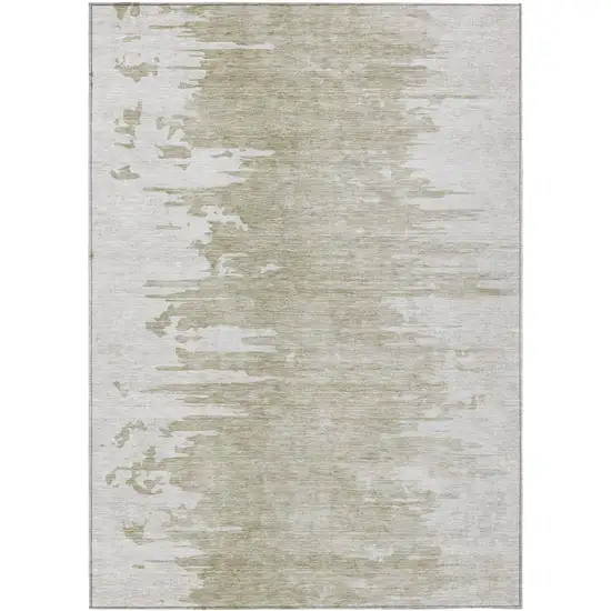 Taupe Beige And Tan Abstract Washable Indoor Outdoor Area Rug Photo 1
