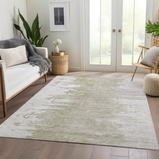 Taupe Beige And Tan Abstract Washable Indoor Outdoor Area Rug Photo 6