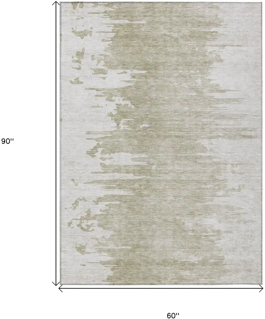 Taupe Beige And Tan Abstract Washable Indoor Outdoor Area Rug Photo 3