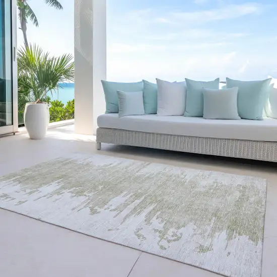 Taupe Beige And Tan Abstract Washable Indoor Outdoor Area Rug Photo 9