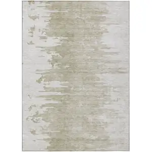 Photo of Taupe Beige And Tan Abstract Washable Indoor Outdoor Area Rug