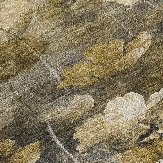 Taupe Beige And Tan Floral Washable Indoor Outdoor Area Rug Photo 5