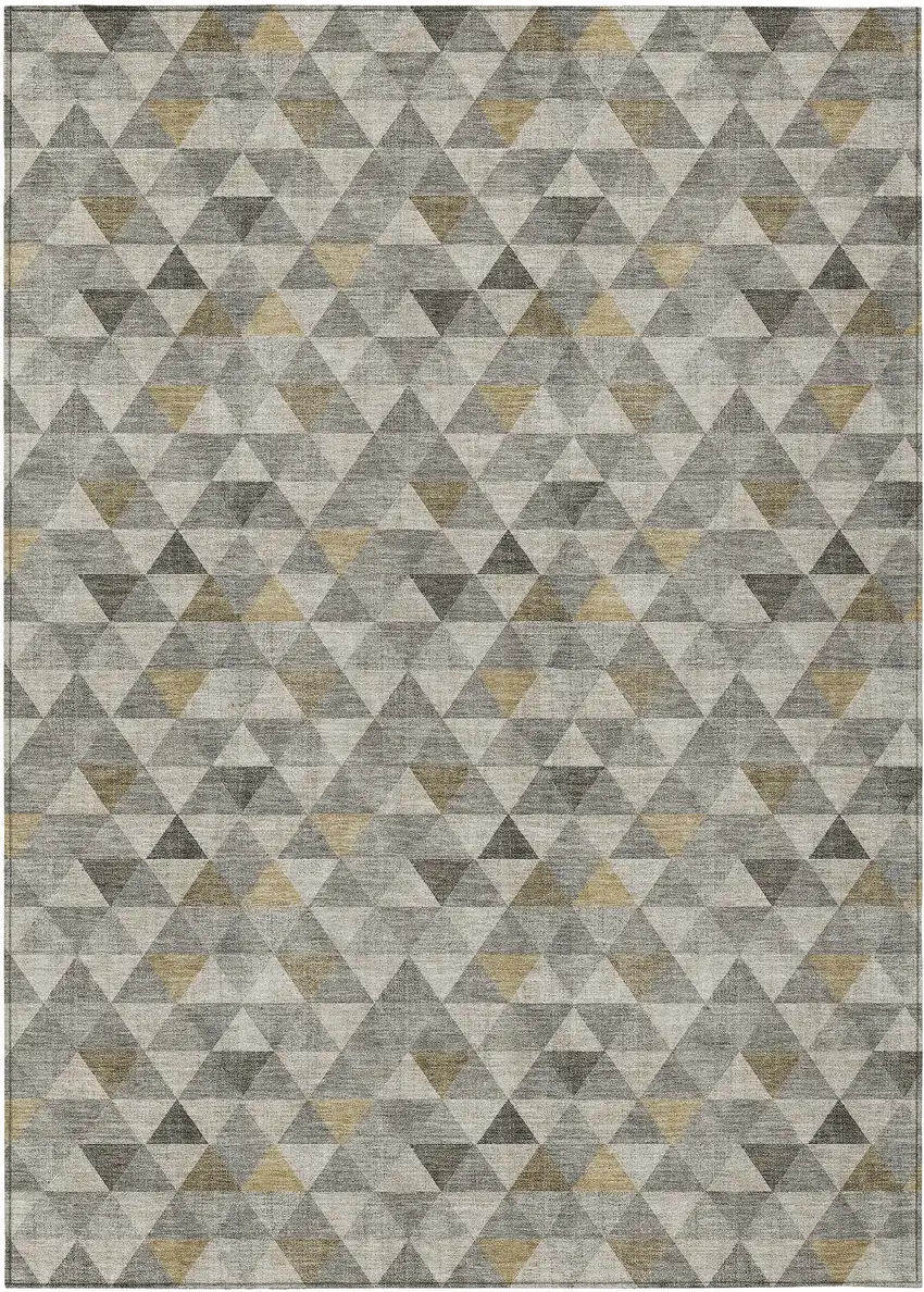 Taupe Beige And Tan Geometric Washable Indoor Outdoor Area Rug Photo 2