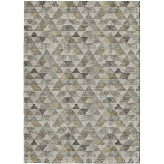 Taupe Beige And Tan Geometric Washable Indoor Outdoor Area Rug Photo 5