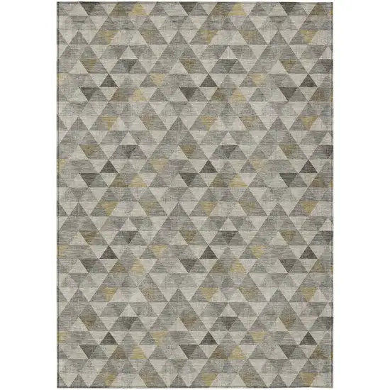 Taupe Beige And Tan Geometric Washable Indoor Outdoor Area Rug Photo 2