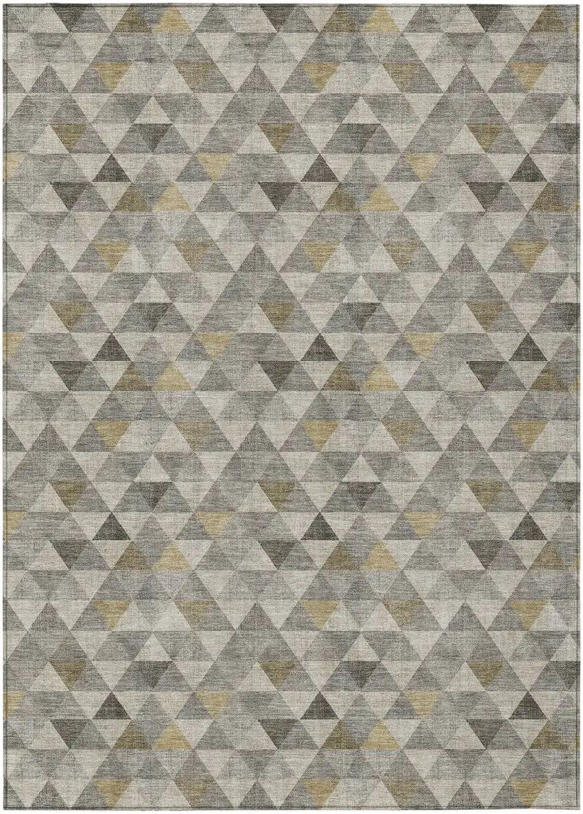 Taupe Beige And Tan Geometric Washable Indoor Outdoor Area Rug Photo 2