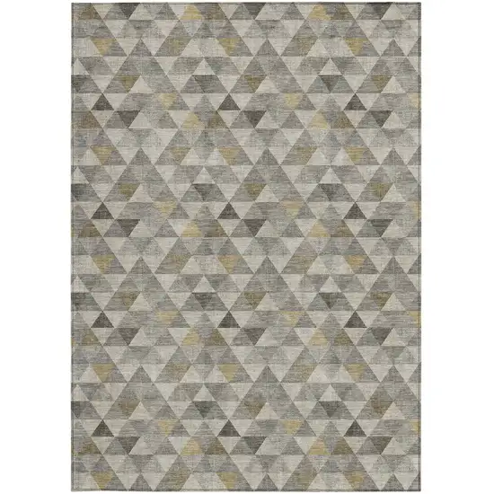 Taupe Beige And Tan Geometric Washable Indoor Outdoor Area Rug Photo 5