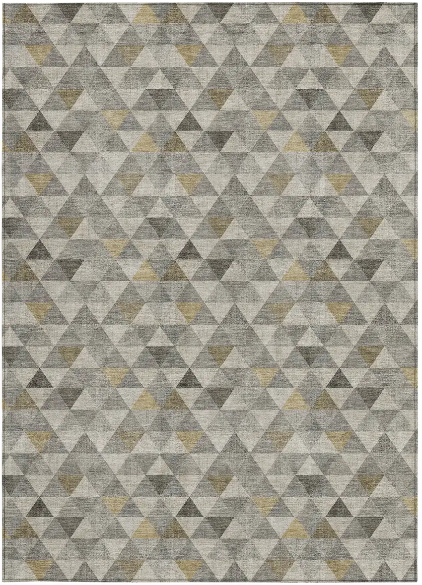Taupe Beige And Tan Geometric Washable Indoor Outdoor Area Rug Photo 5