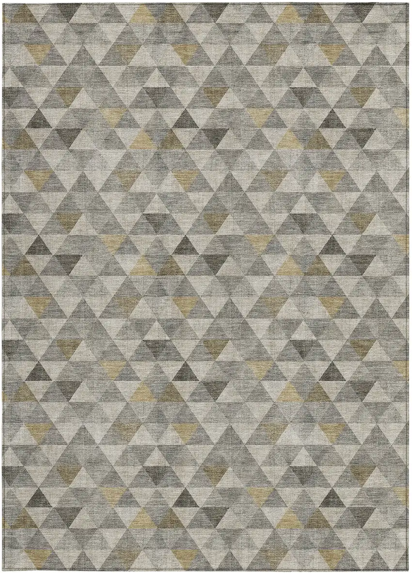 Taupe Beige And Tan Geometric Washable Indoor Outdoor Area Rug Photo 5