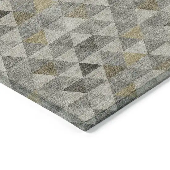 Taupe Beige And Tan Geometric Washable Indoor Outdoor Area Rug Photo 4
