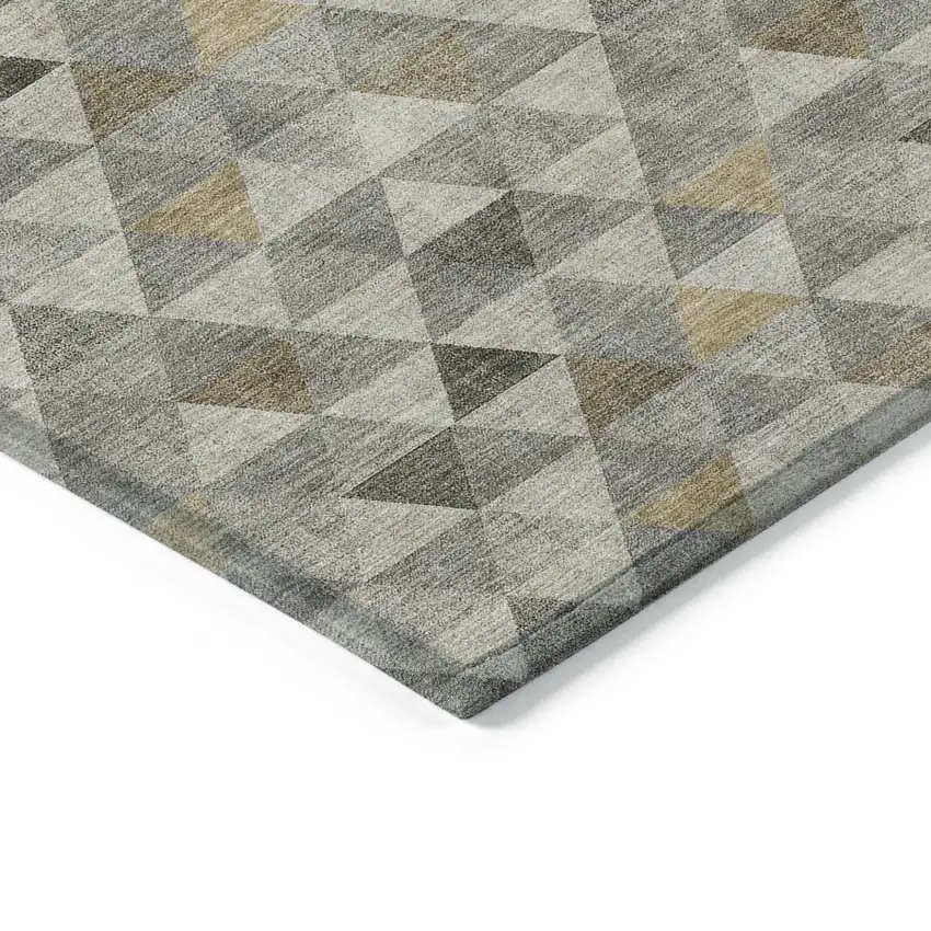 Taupe Beige And Tan Geometric Washable Indoor Outdoor Area Rug Photo 4