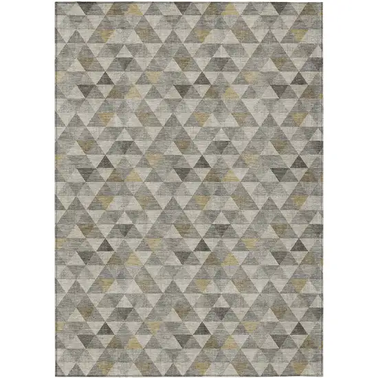 Taupe Beige And Tan Geometric Washable Indoor Outdoor Area Rug Photo 2