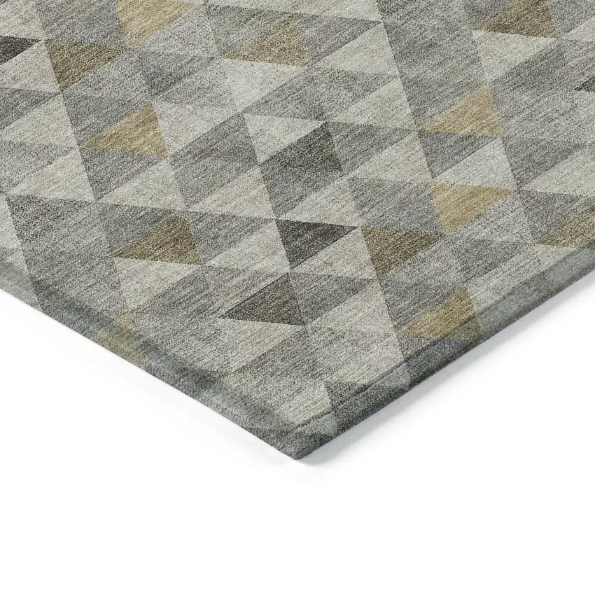 Taupe Beige And Tan Geometric Washable Indoor Outdoor Area Rug Photo 4