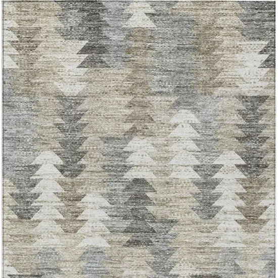 Taupe Beige And Tan Geometric Washable Indoor Outdoor Area Rug Photo 6